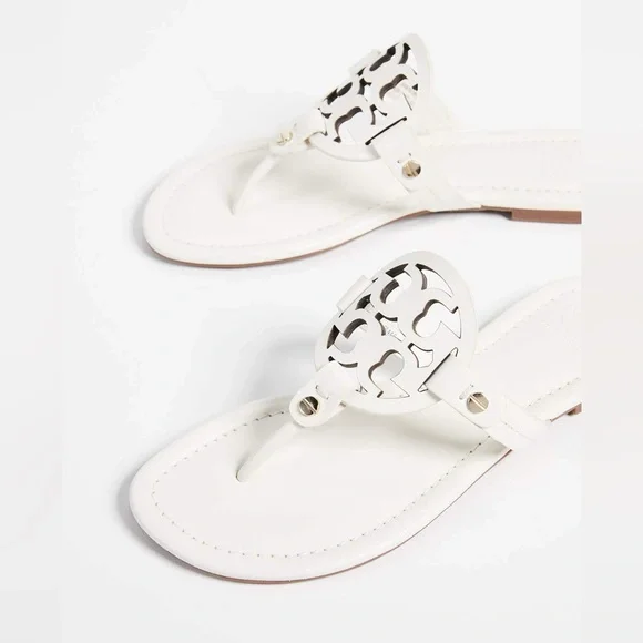 Tory Burch Miller Leather Sandals- White w/ dust bag - Picture 2 of 10